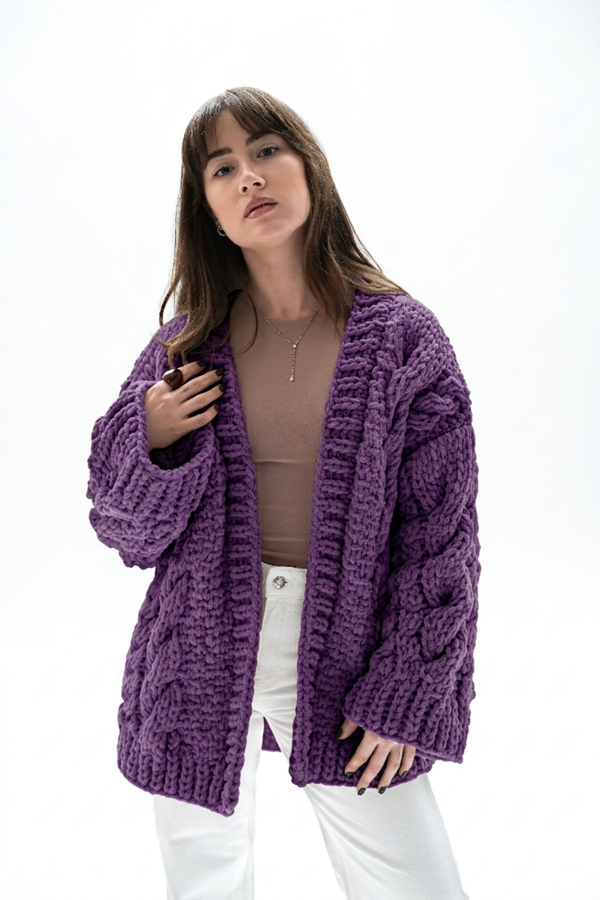 Ručně pletený svetr BRAIDS SLEEVE